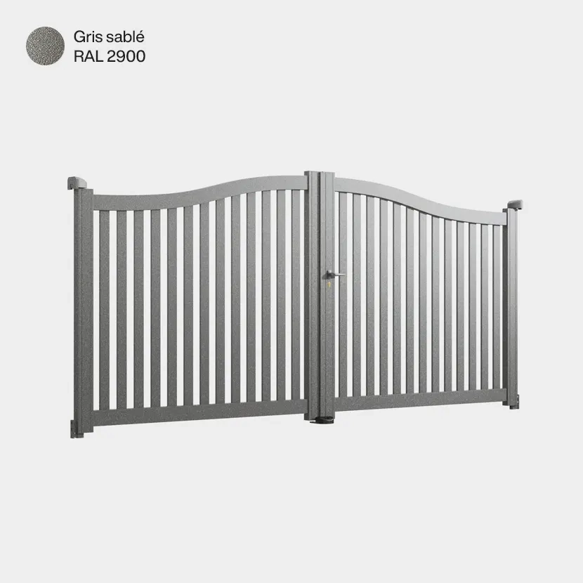 Portail aluminium: Portail double battant Berlin Gris sable RAL 2900
