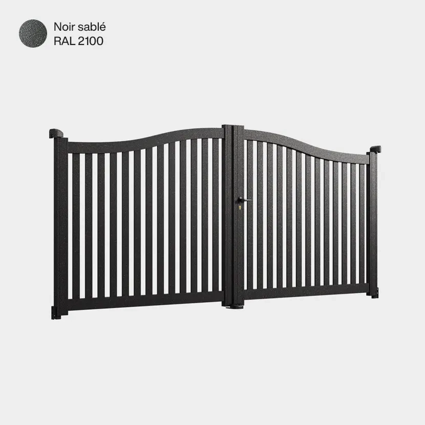 Portail aluminium: Portail double battant Berlin Noir sable RAL 2100