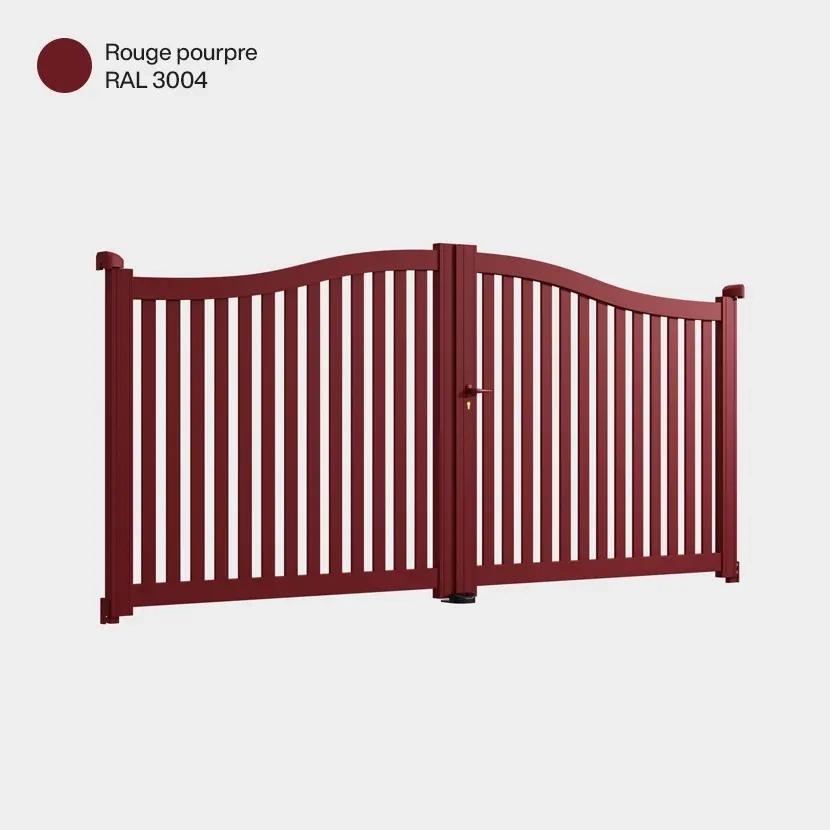 Portail aluminium: Portail double battant Berlin Rouge Pourpre RAL 3004