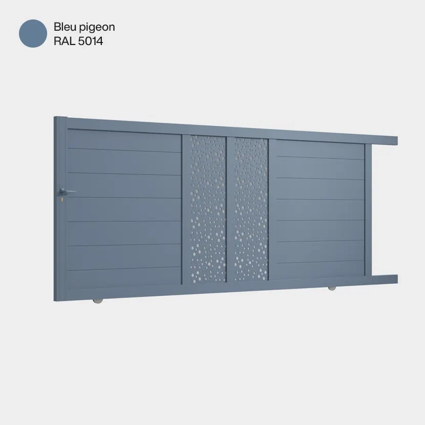 Portail aluminium: Portail coulissant Bordeaux Bleu pigeon RAL 5014