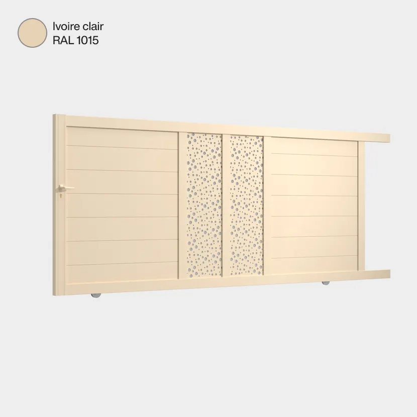 Portail aluminium: Portail coulissant Bordeaux Ivoire clair RAL 1015