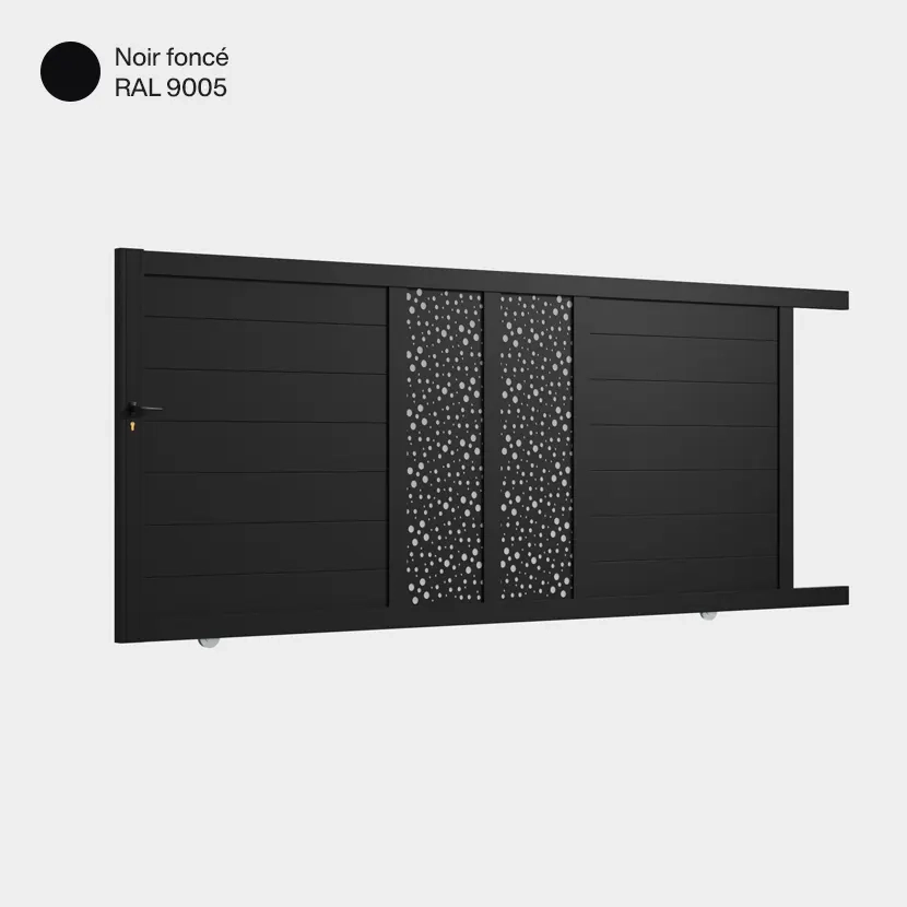 Portail aluminium: Portail coulissant Bordeaux Noir fonce RAL 9005