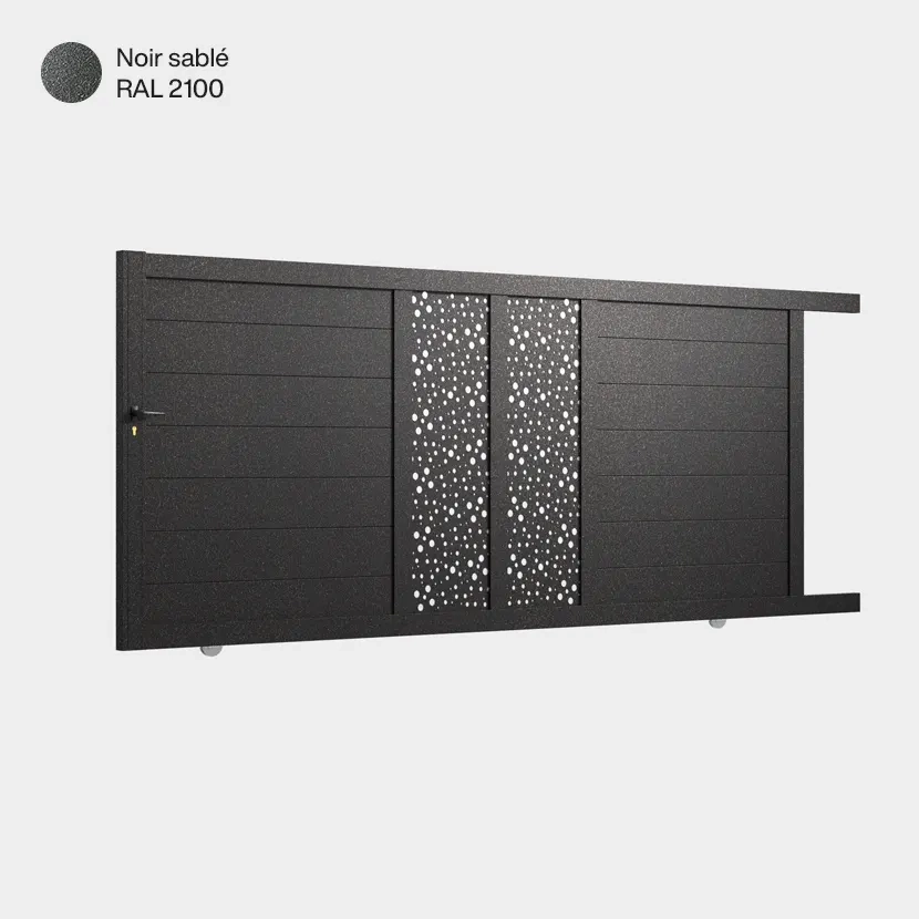 Portail aluminium: Portail coulissant Bordeaux Noir sable RAL 2100