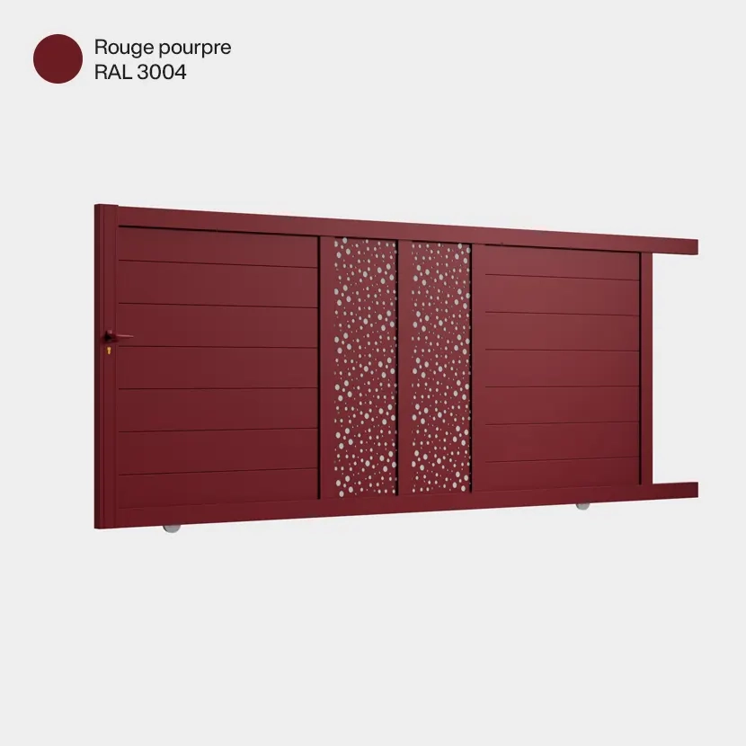 Portail aluminium: Portail coulissant Bordeaux Rouge Pourpre RAL 3004