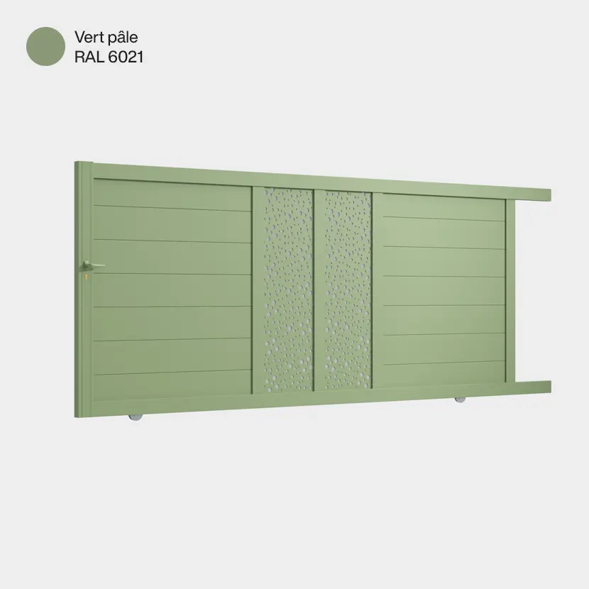 Portail aluminium: Portail coulissant Bordeaux Vert pale RAL 6021