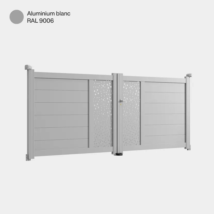 Portail aluminium: Portail double battant Bordeaux Aluminium Blanc RAL 9006