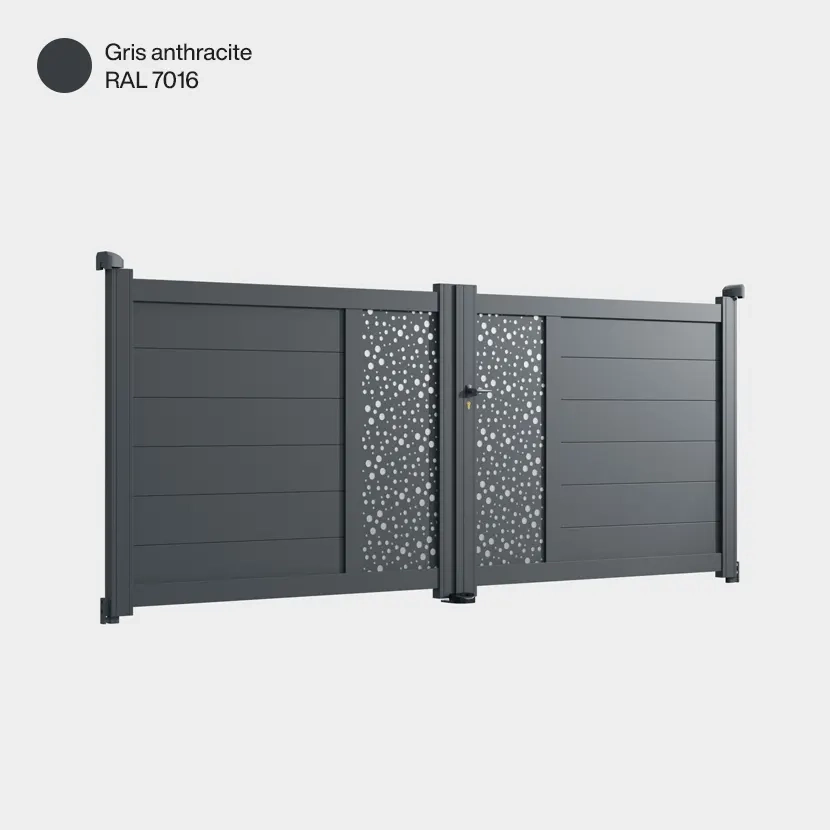 Portail aluminium: Portail double battant Bordeaux Gris Anthracite RAL 7016