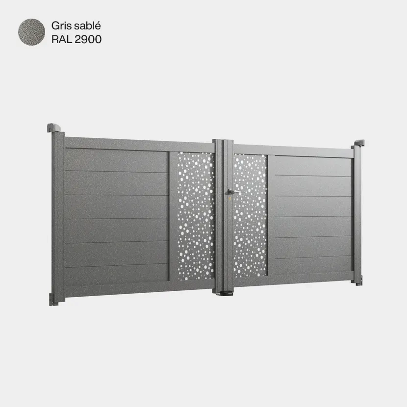 Portail aluminium: Portail double battant Bordeaux Gris sable RAL 2900