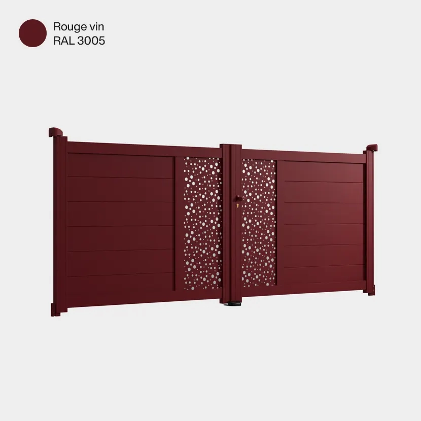 Portail aluminium: Portail double battant Bordeaux Rouge Vin RAL 3005