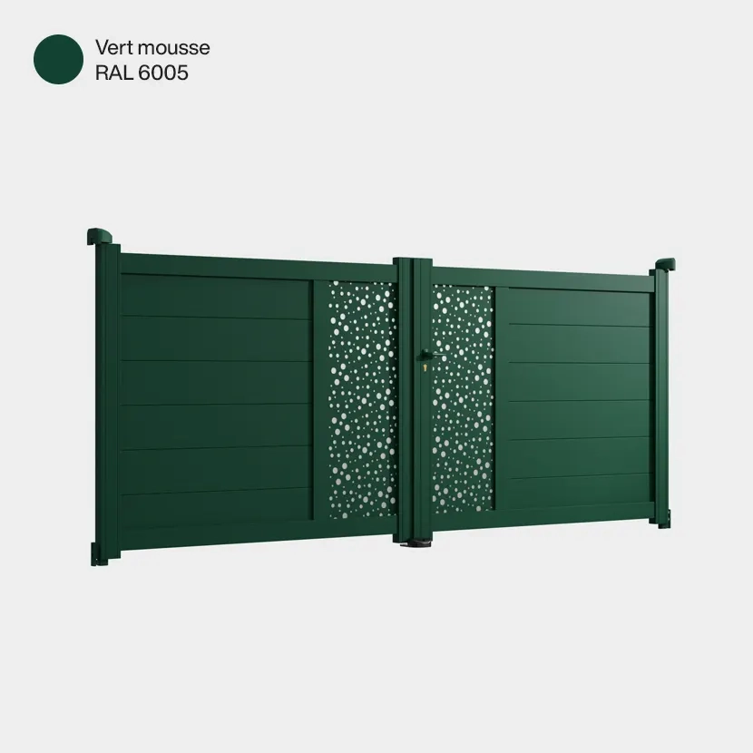 Portail aluminium: Portail double battant Bordeaux Vert mousse RAL 6005