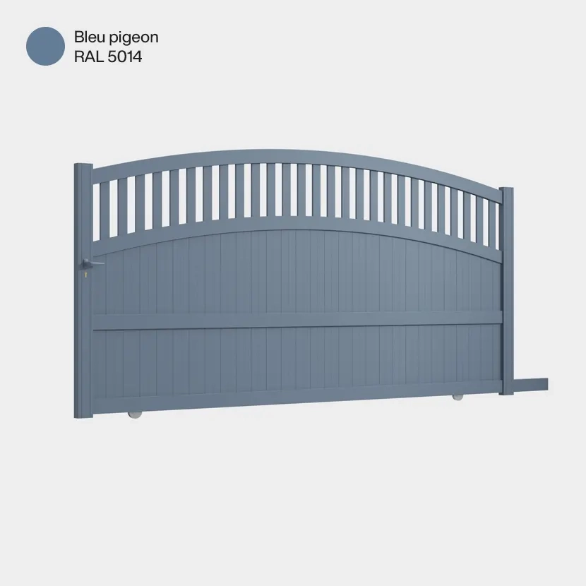 Portail aluminium: Portail coulissant Calvi Bleu pigeon RAL 5014