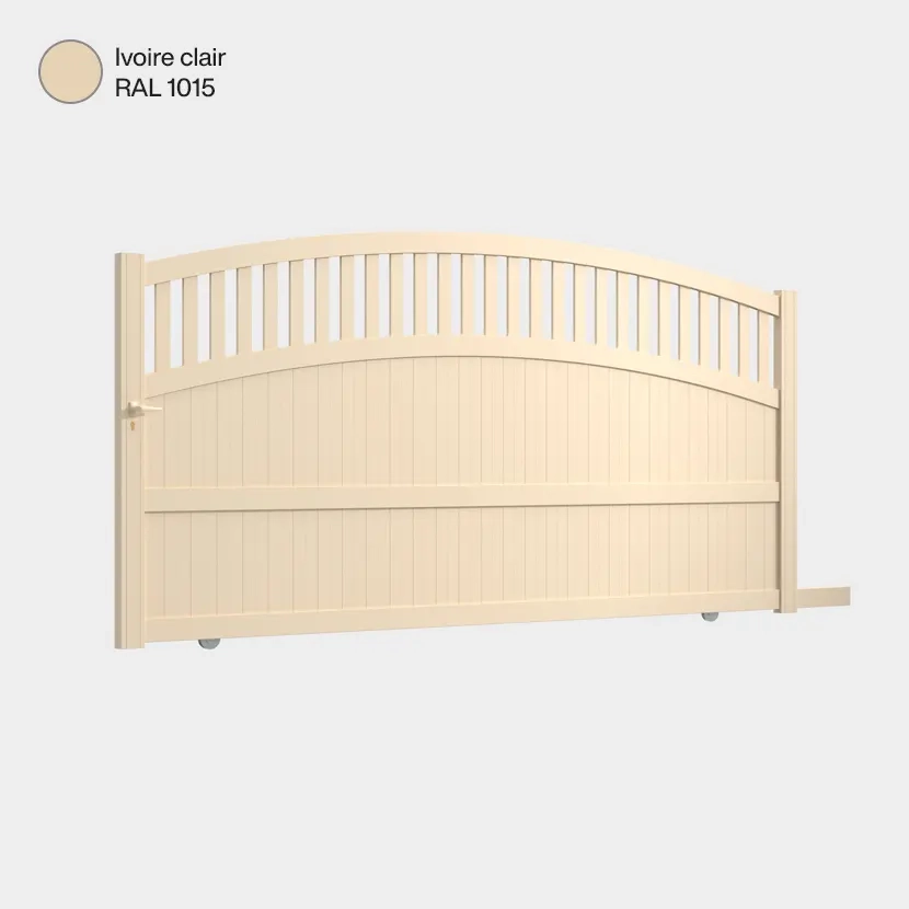 Portail aluminium: Portail coulissant Calvi Ivoire clair RAL 1015