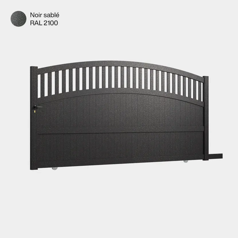 Portail aluminium: Portail coulissant Calvi Noir sable RAL 2100