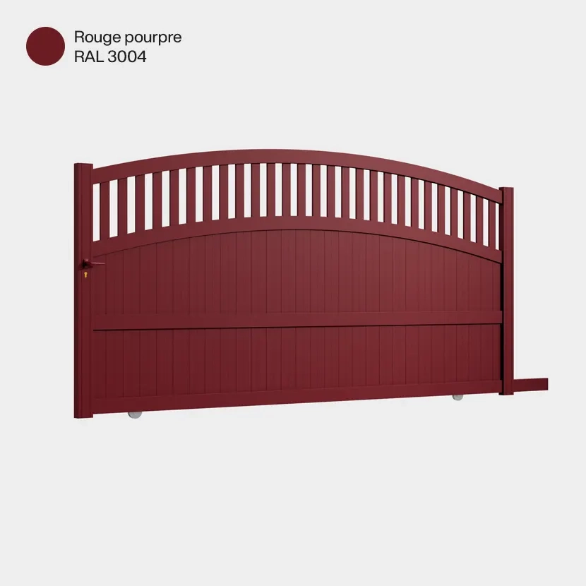 Portail aluminium: Portail coulissant Calvi Rouge Pourpre RAL 3004