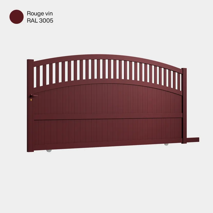 Portail aluminium: Portail coulissant Calvi Rouge Vin RAL 3005