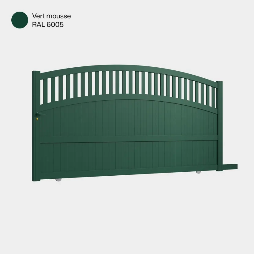 Portail aluminium: Portail coulissant Calvi Vert mousse RAL 6005