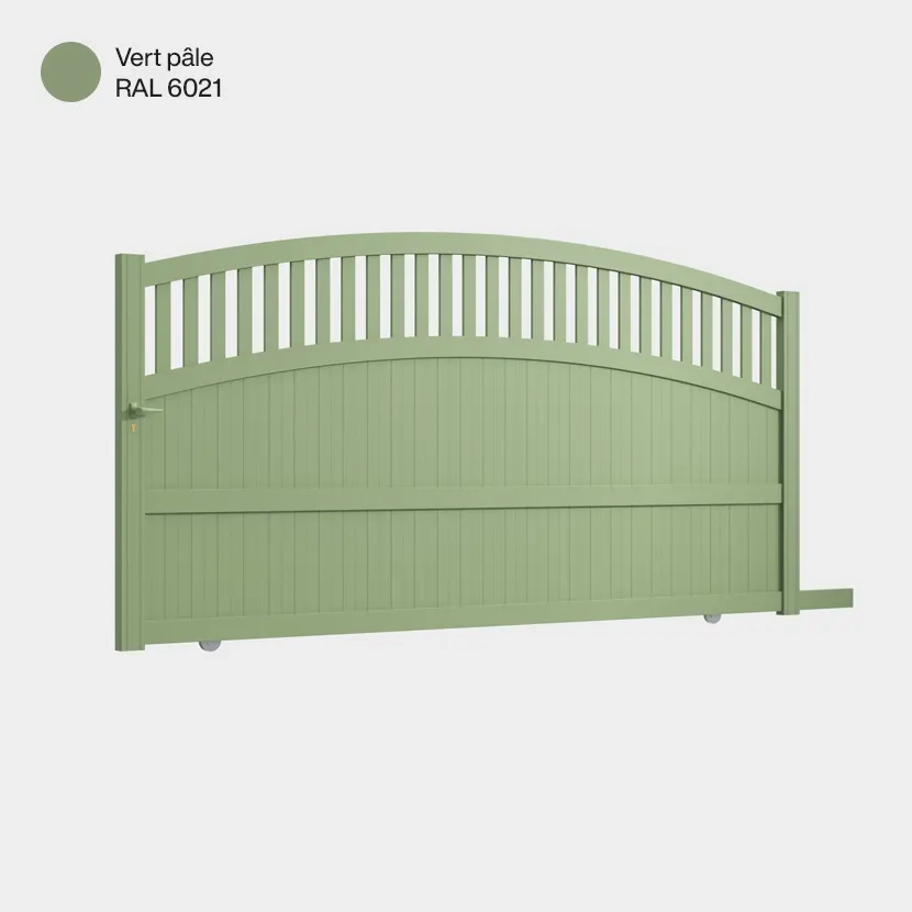 Portail aluminium: Portail coulissant Calvi Vert pale RAL 6021