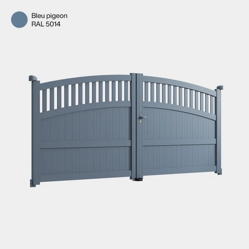 Portail aluminium: Portail double battant Calvi Bleu pigeon RAL 5014