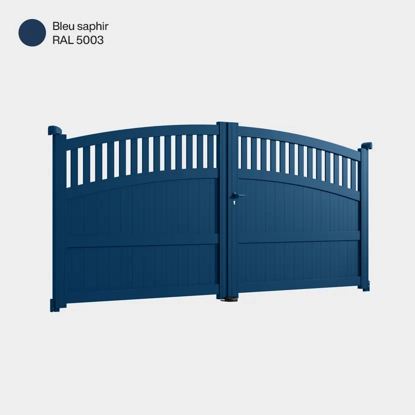 Portail aluminium: Portail double battant Calvi Bleu saphir RAL 5003