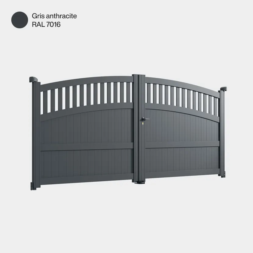Portail aluminium: Portail double battant Calvi Gris Anthracite RAL 7016