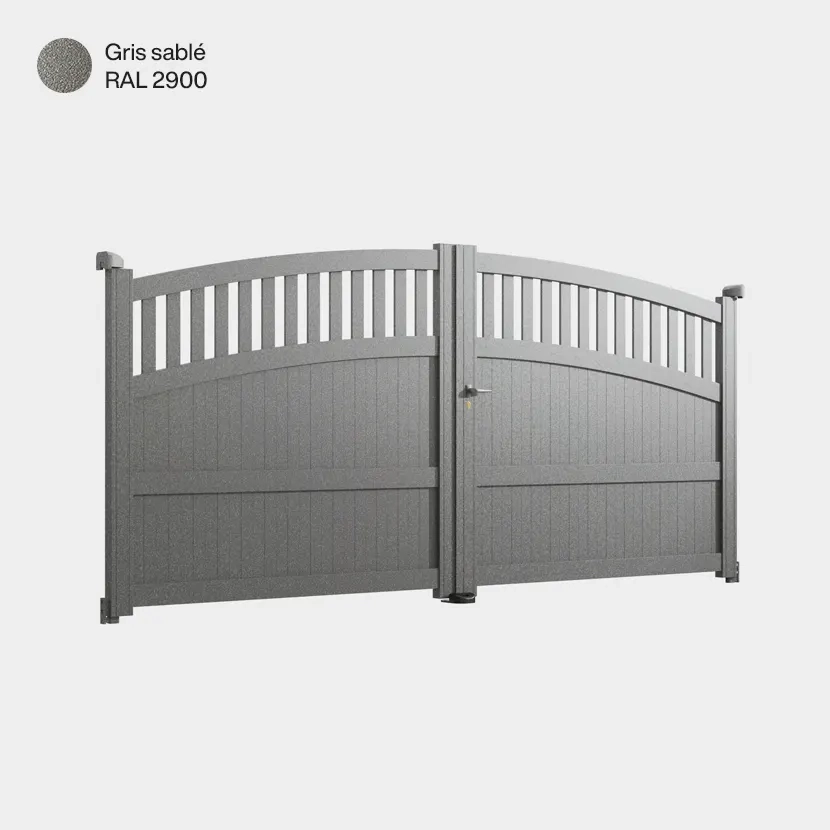 Portail aluminium: Portail double battant Calvi Gris sable RAL 2900