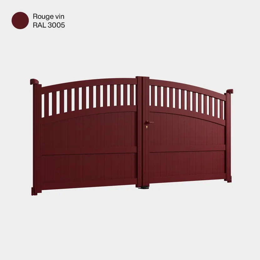 Portail aluminium: Portail double battant Calvi Rouge Vin RAL 3005