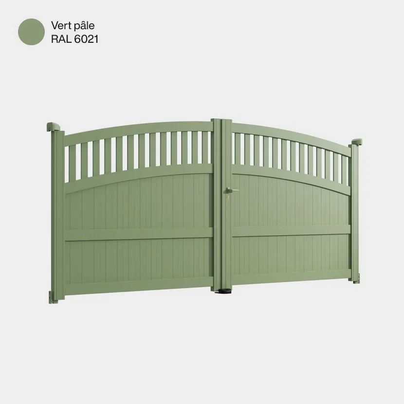 Portail aluminium: Portail double battant Calvi Vert pale RAL 6021