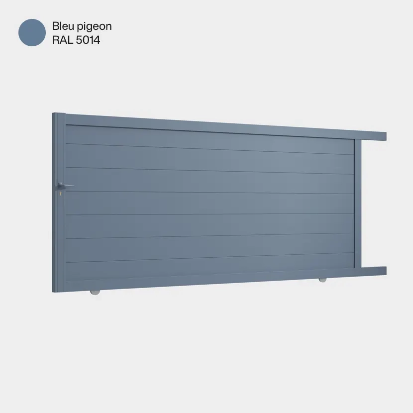 Portail aluminium: Portail coulissant Cincinnati Bleu pigeon RAL 5014