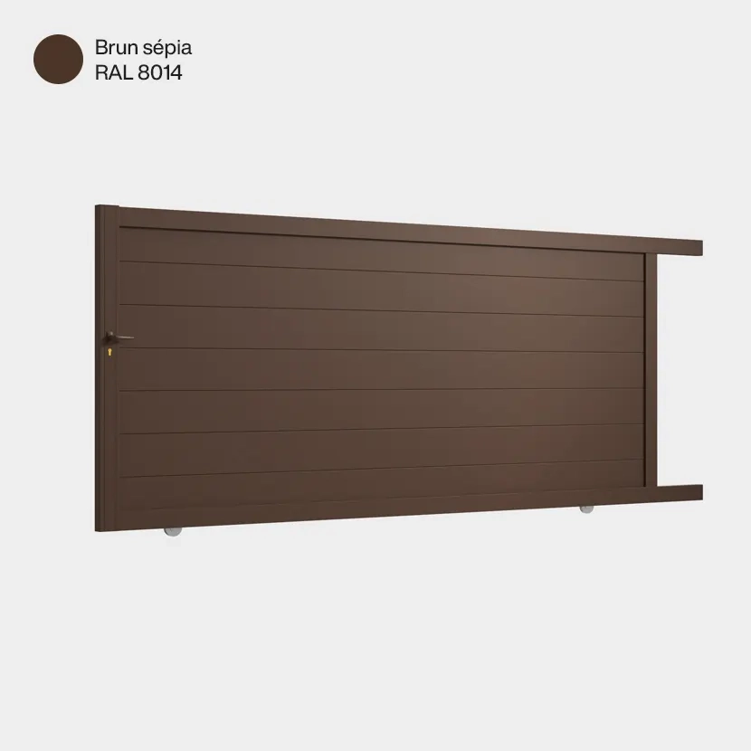 Portail aluminium: Portail coulissant Cincinnati Brun sepia RAL 8014