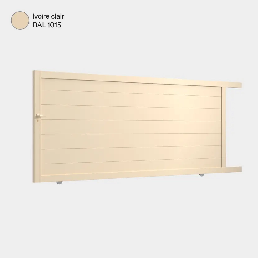 Portail aluminium: Portail coulissant Cincinnati Ivoire clair RAL 1015