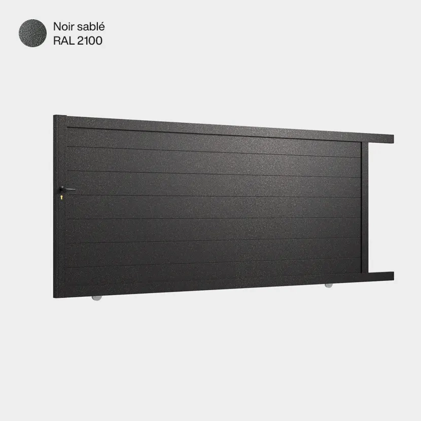 Portail aluminium: Portail coulissant Cincinnati Noir sable RAL 2100
