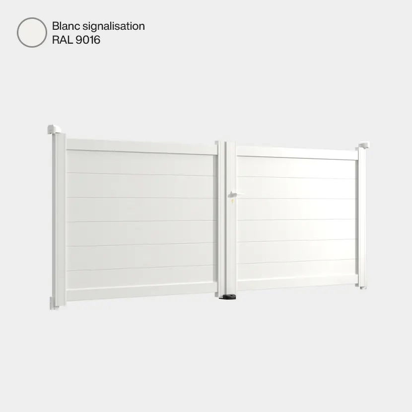 Portail aluminium: Portail double battant Cincinnati Blanc signalisation RAL 9016