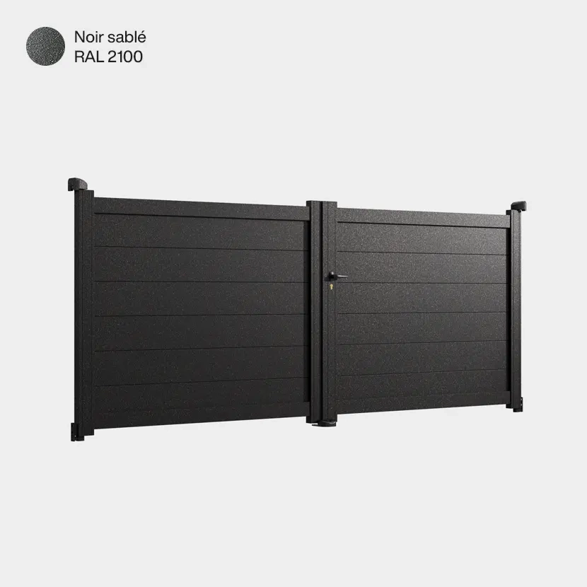 Portail aluminium: Portail double battant Cincinnati Noir sable RAL 2100