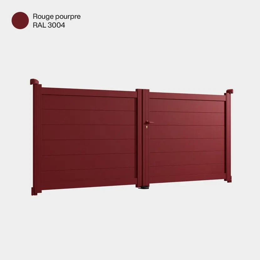 Portail aluminium: Portail double battant Cincinnati Rouge Pourpre RAL 3004