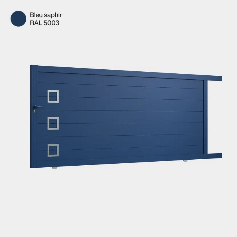 Portail coulissant Cleveland Bleu Saphir RAL 5003