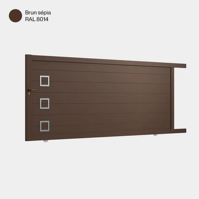 Portail coulissant Cleveland Brun Sépia RAL 8014