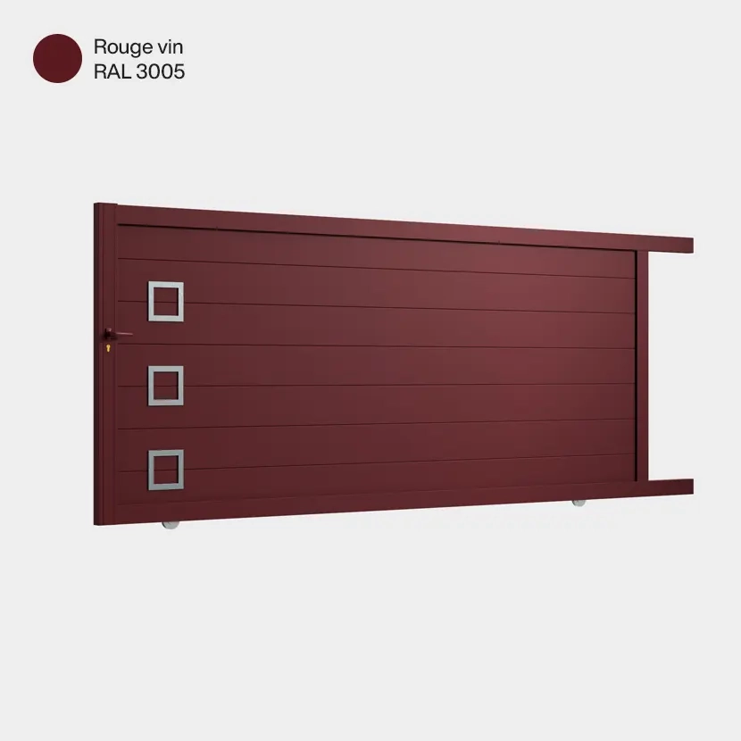 Portail coulissant Cleveland Rouge Pourpre RAL 3005