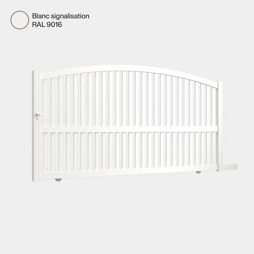 Portail aluminium: Portail coulissant Corfou Blanc signalisation RAL 9016