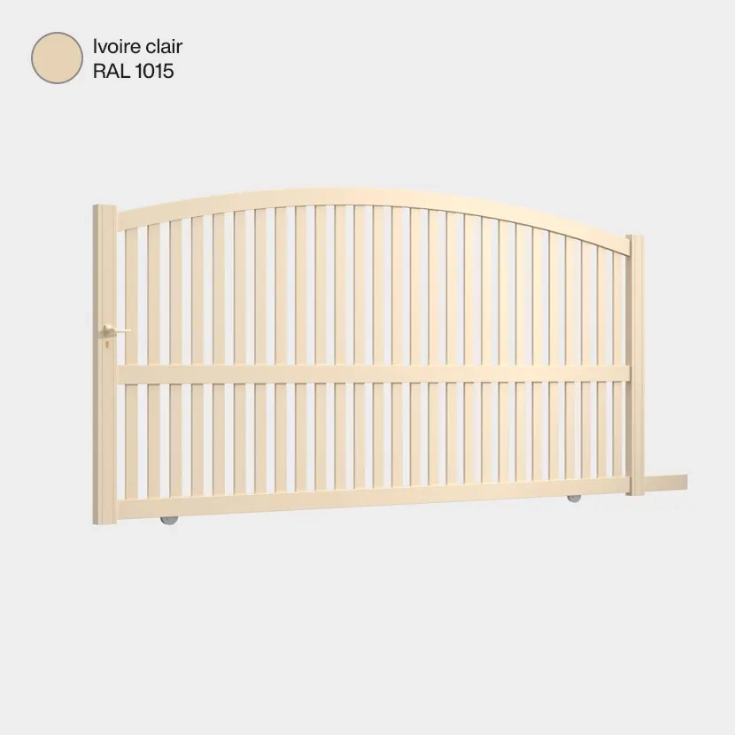 Portail aluminium: Portail coulissant Corfou Ivoire clair RAL 1015