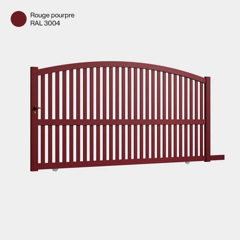 Portail aluminium: Portail coulissant Corfou Rouge Pourpre RAL 3004