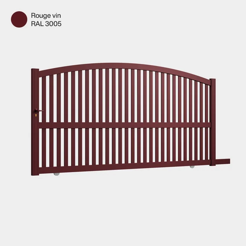 Portail aluminium: Portail coulissant Corfou Rouge Vin RAL 3005