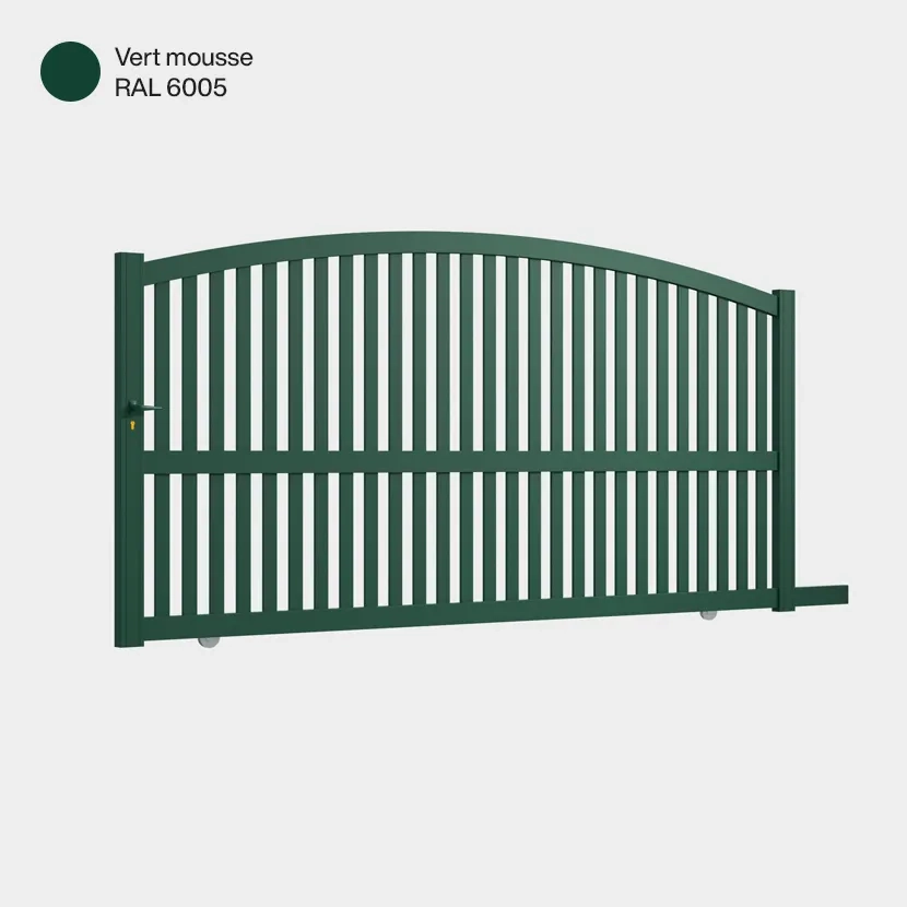 Portail aluminium: Portail coulissant Corfou Vert mousse RAL 6005