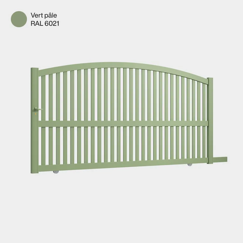 Portail aluminium: Portail coulissant Corfou Vert pale RAL 6021