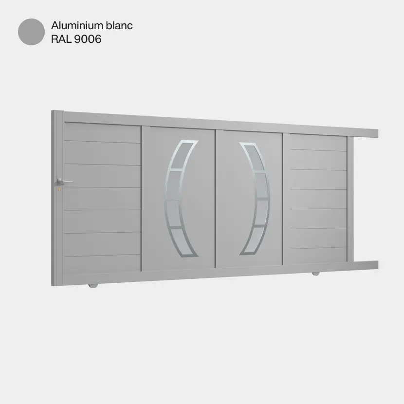 Portail : Portail aluminium coulissant DALLAS Blanc aluminium