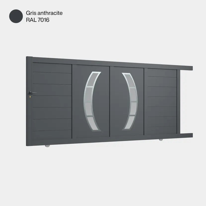 Portail : Portail aluminium coulissant DALLAS gris anthracite