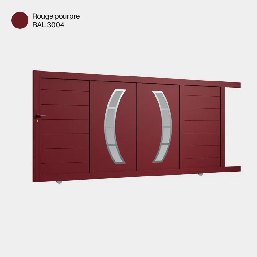 Portail : Portail aluminium coulissant DALLAS rouge pourpre