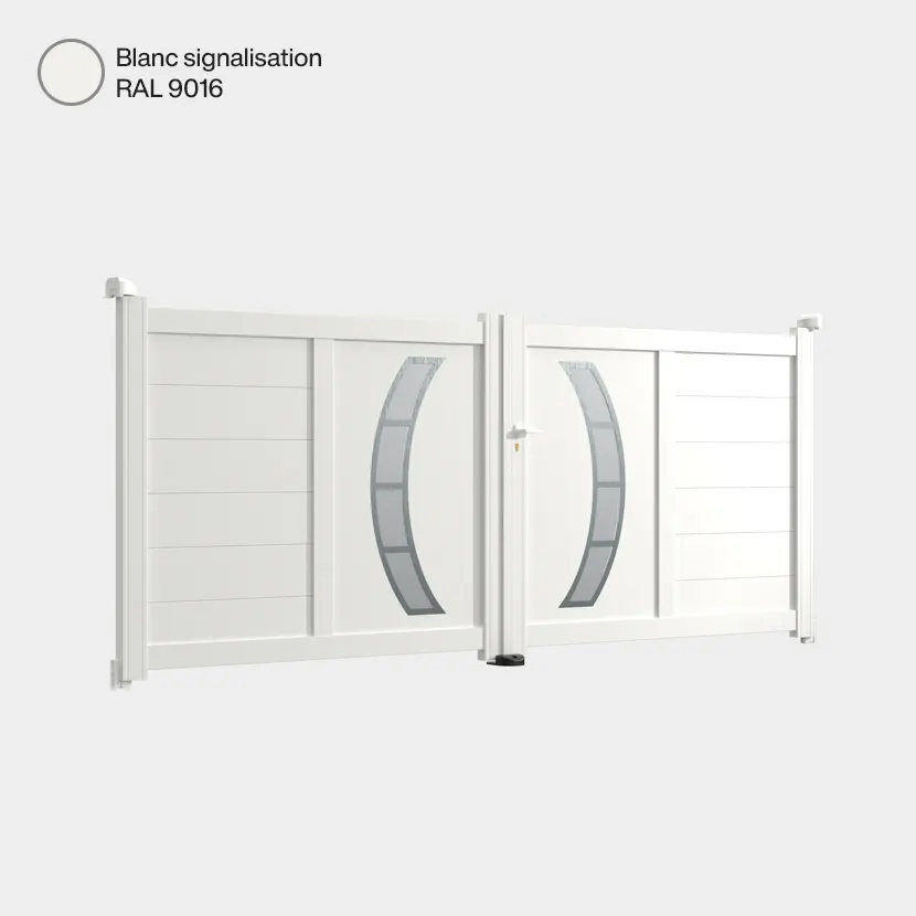 Portail double battant Dallas Blanc Signalisation RAL 9016