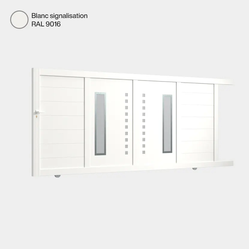 Portail aluminium: Portail coulissant Deauville Blanc signalisation RAL 9016
