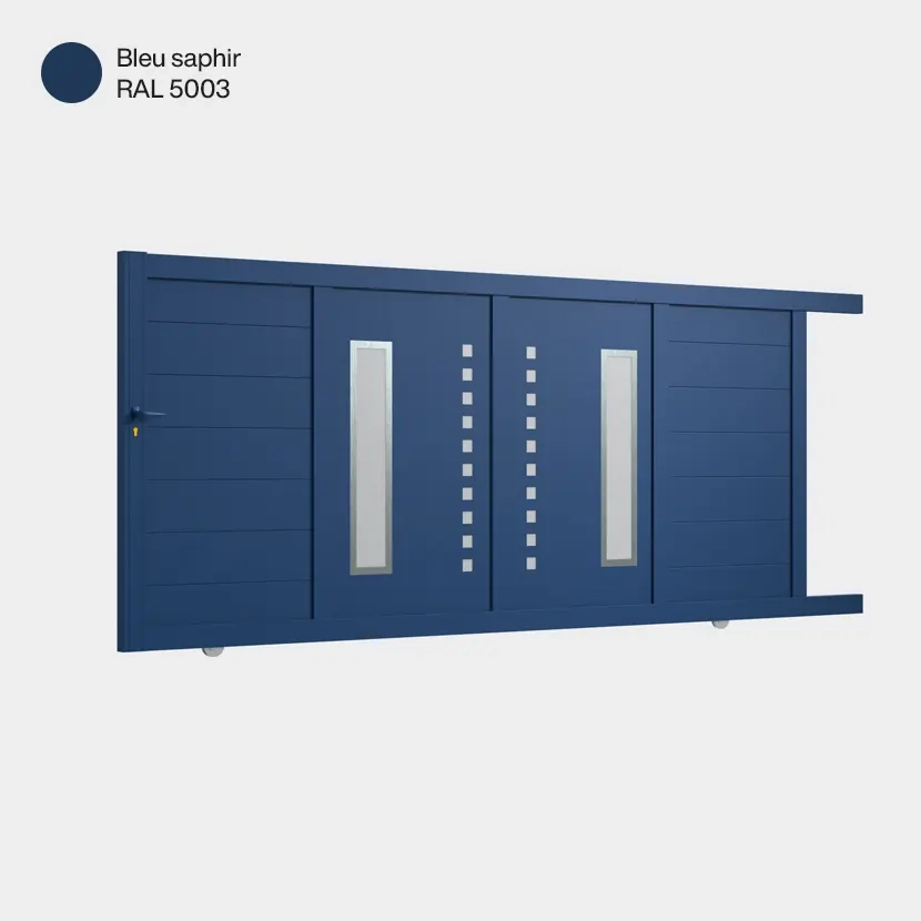 Portail aluminium: Portail coulissant Deauville Bleu saphir RAL 5003