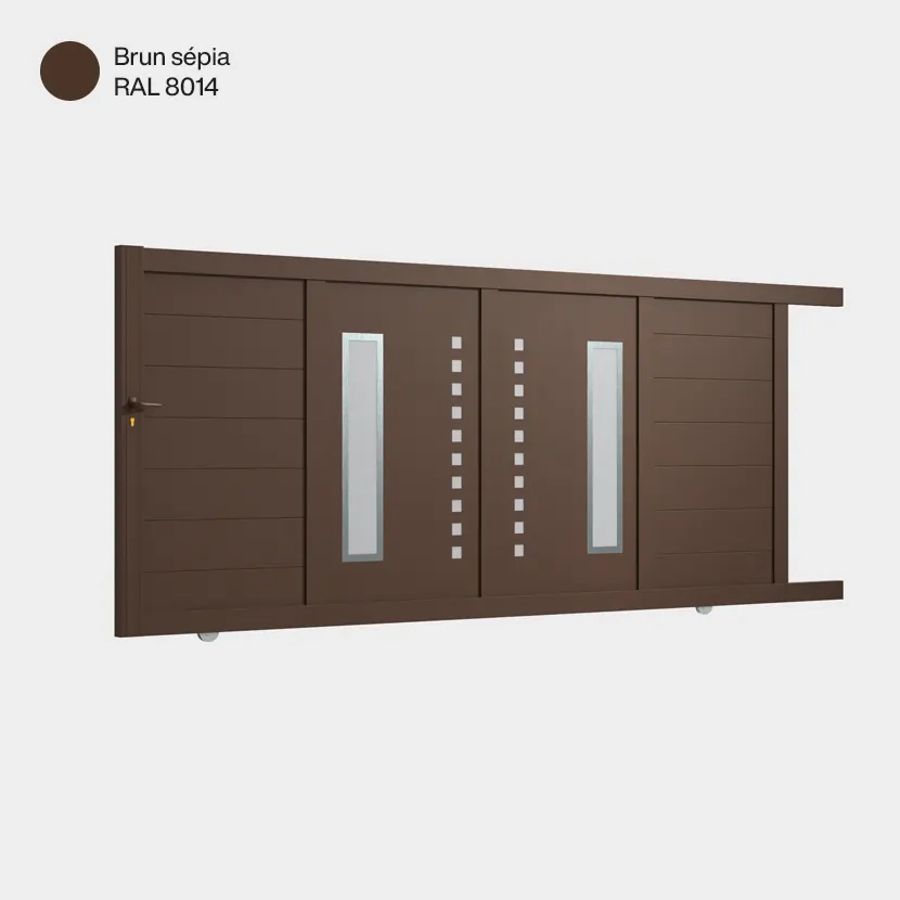 Portail aluminium: Portail coulissant Deauville Brun sepia RAL 8014